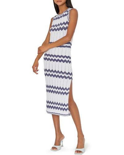 MILLY Oversize Zigzag Knit Midi Dress - Multicolor