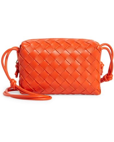 Bottega Veneta Small Intrecciato Leather Crossbody Bag - Orange