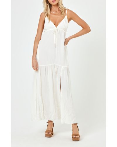 L*Space Victoria Drawstring Empire Waist Cover-up Dress - White