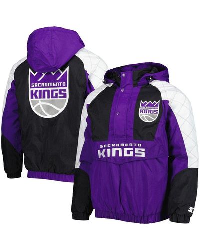 Starter Sacramento Kings Body Check Raglan Hoodie Half-zip Jacket At Nordstrom - Purple