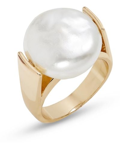 Nordstrom Imitation Pearl Cocktail Ring - White