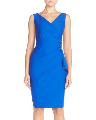 Alex Evenings Side Ruched Cocktail Dress - Blue
