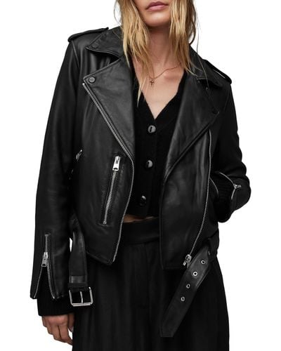 AllSaints Balfern Leather Biker Jacket - Black