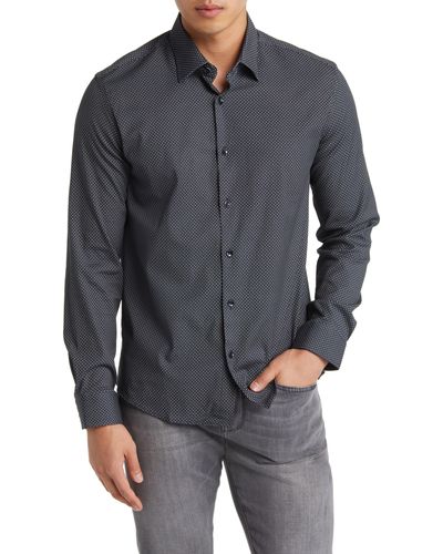 Stone Rose Microdot Button-up Shirt - Gray