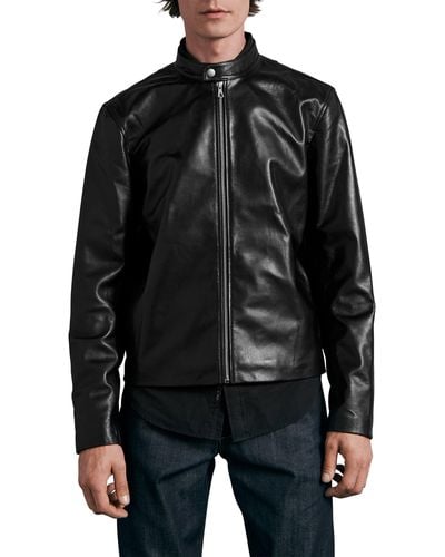 Rag & Bone Icons Archive Cafe Racer Leather Jacket - Black