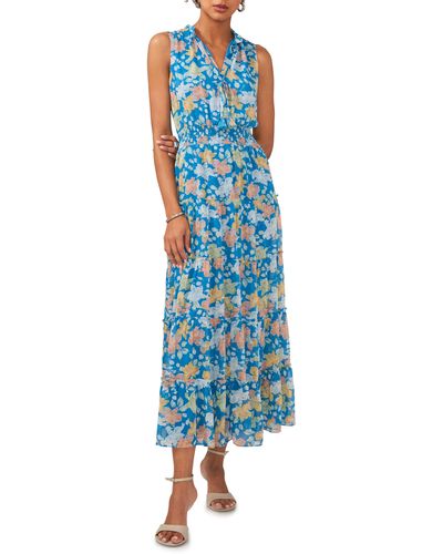 1.STATE Floral Print Sleeveless Maxi Dress - Blue