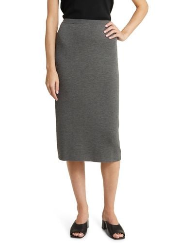 Eileen Fisher Merino Wool Midi Skirt - Gray