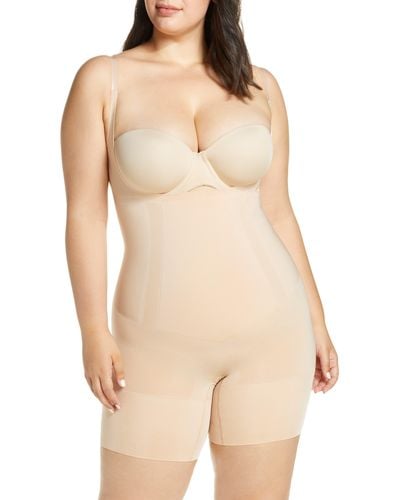Spanx Oncore Open-bust Mid-thigh Bodysuit - Natural