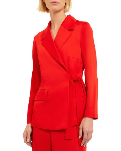 Misook Side Tie Blazer - Red