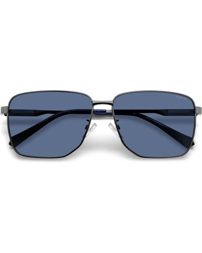 Polaroid 62mm Polarized Oversize Square Sunglasses - Blue