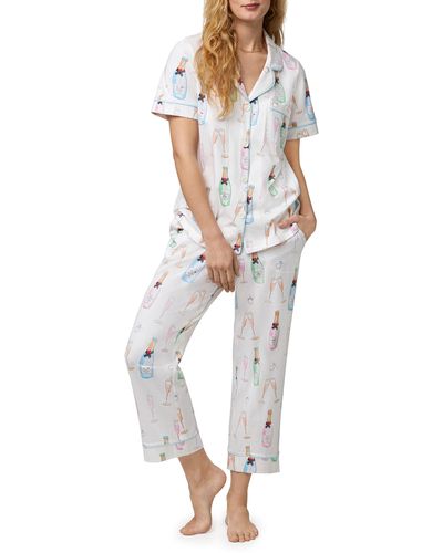 Bedhead Print Crop Organic Cotton Knit Pajamas - Multicolor