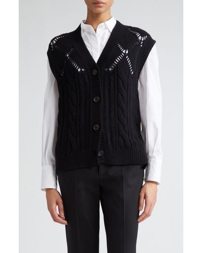 Maria McManus Argyle Oversize Recycled Cashmere & Organic Cotton Sweater Vest - Black