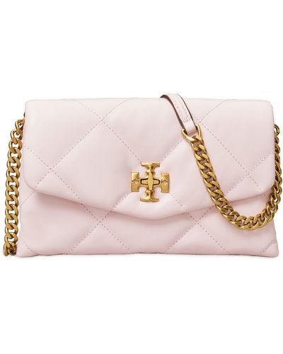 Tory Burch Kira Diamond Quilted Leather Wallet On A Chain - Pink