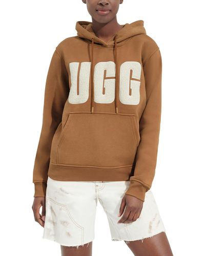 UGG ® Rey ®fluff Logo Hoodie Fleece/recycled Materials - Brown
