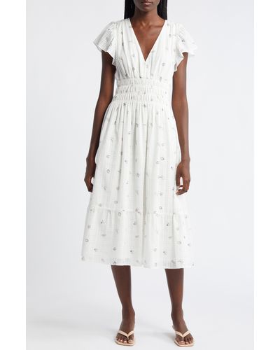 Rails Seona Floral Cotton Gauze Midi Dress - White
