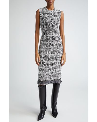Givenchy Tweed Sleeveless Sheath Dress - Gray