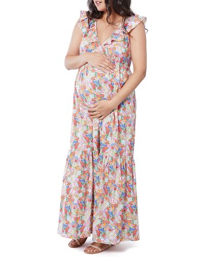 Ingrid & Isabel Ruffle Tiered Maternity Maxi Dress - Multicolor
