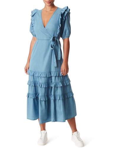 Sam Edelman Ophelia Ruffle Wrap Dress - Blue
