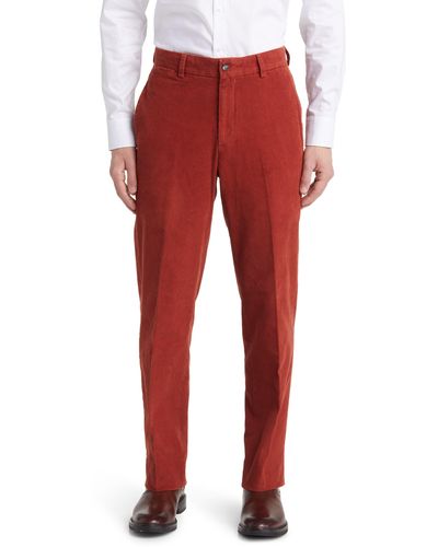 Berle Flat Front Corduroy Dress Pants - Red
