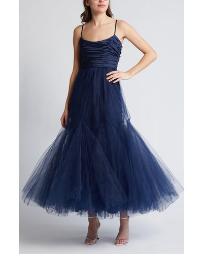 Hutch Fabrice Mixed Media Gown - Blue