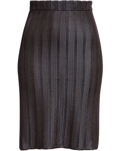 Ferragamo Stripe Jacquard Knit Skirt - Gray