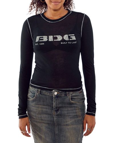 BDG Stencil Logo Long Sleeve Graphic T-shirt - Black