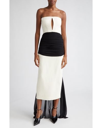 Givenchy Colorblock Strapless Keyhole Gown With Train - Black