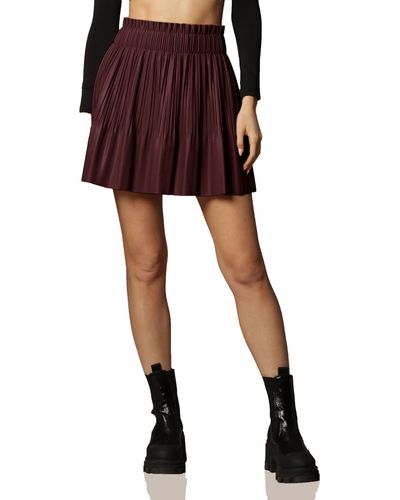 Avec Les Filles Faux-ever Leather Pleated A-line Miniskirt - Black