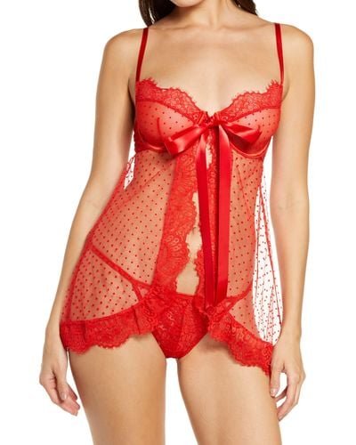 Ann Summers The Boudoir Underwire Babydoll Chemise & G-string - Red