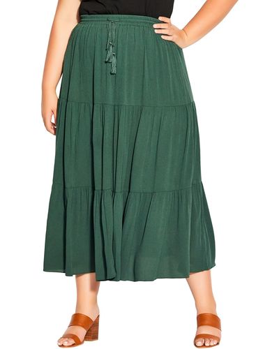 City Chic Paradise Drawstring Skirt - Green
