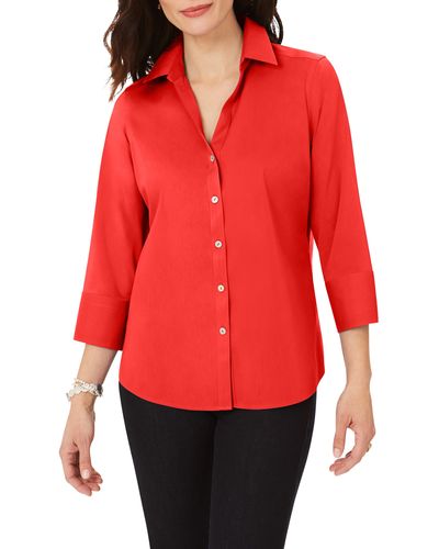 Foxcroft Mary Button-up Blouse - Red