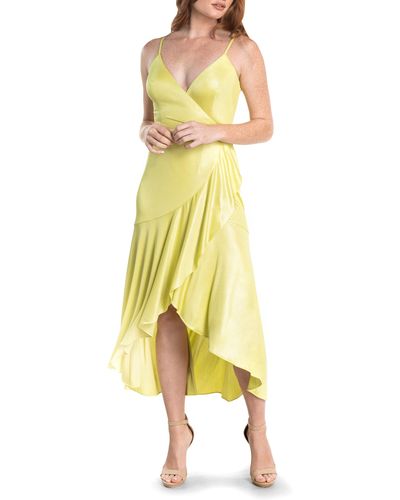 Dress the Population Salome Wrap Dress - Yellow