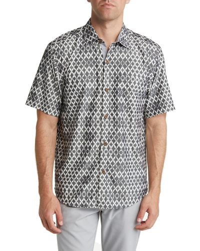 Tommy Bahama Mojito Bay Shibori Shores Short Sleeve Button-up Shirt - Gray