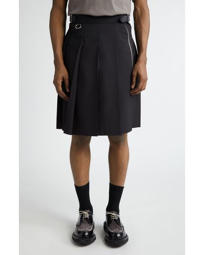 Undercover Pleated Layered Wool Blend Skirt - Black