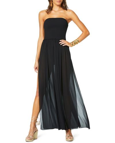 Ramy Brook Calista Strapless Georgette Cover-up Dress - Black
