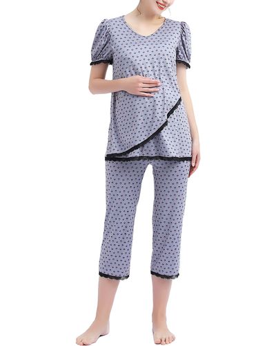 Kimi + Kai Drew Maternity Pajamas - Blue