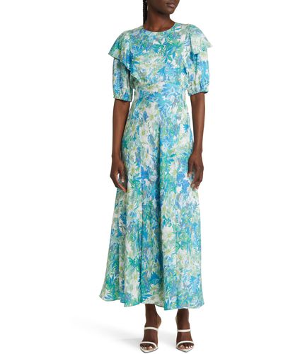 Ted Baker Nicciey Floral Puff Sleeve Dress - Green