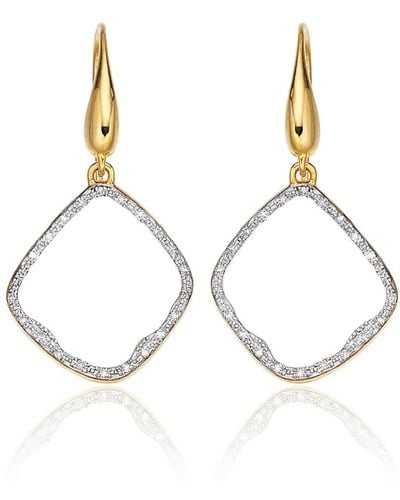 Monica Vinader Riva Diamond Hoop Drop Earrings - White