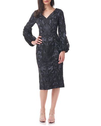 JS Collections Lela Blouson Sleeve Cocktail Dress - Black