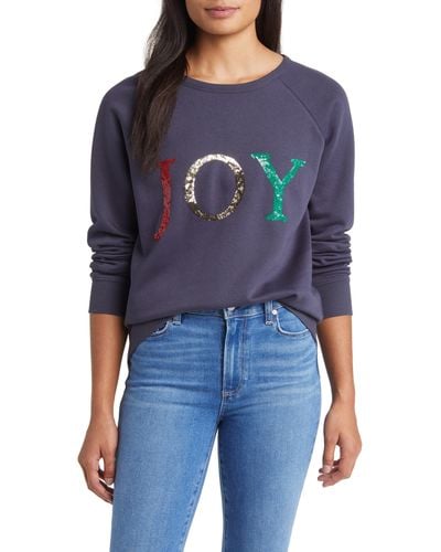 Caslon Caslon(r) Joy Sequin Graphic Sweatshirt - Blue