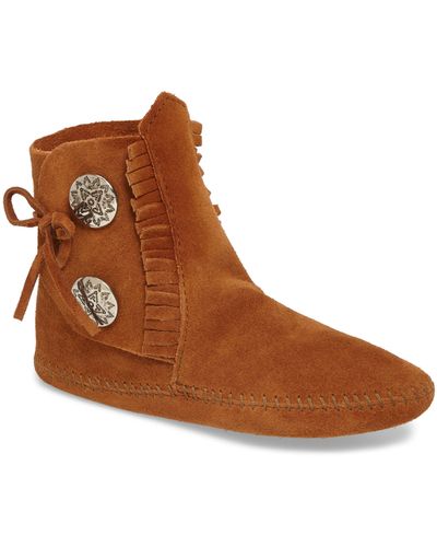 Minnetonka Two-button Softsole Bootie - Brown