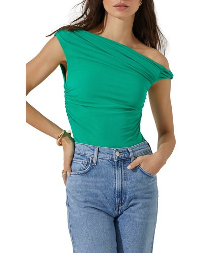 Astr Fiora One-shoulder Bodysuit - Green