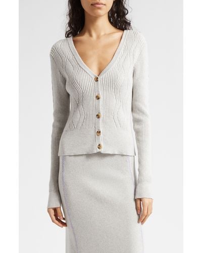 ATM Mixed Stitch Cotton & Cashmere V-neck Sweater - White