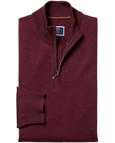 Charles Tyrwhitt Merino Wool Quarter Zip Sweater - Purple