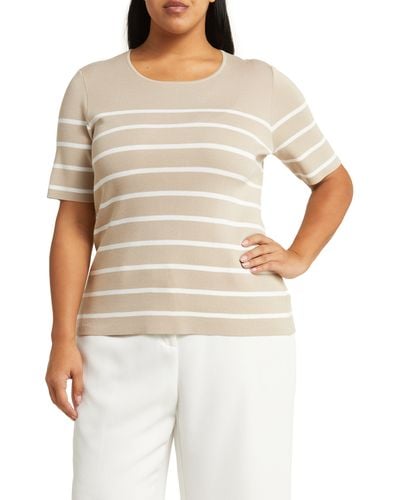Tahari Stripe Short Sleeve Sweater - Multicolor