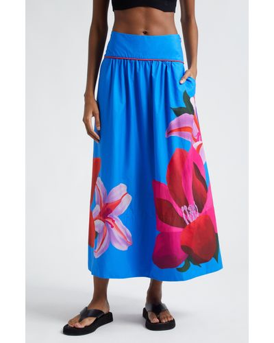 FARM Rio Amazonia Floral Maxi Skirt - Blue