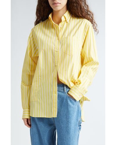 Saks Potts William Stripe Cotton Button-down Shirt - Yellow