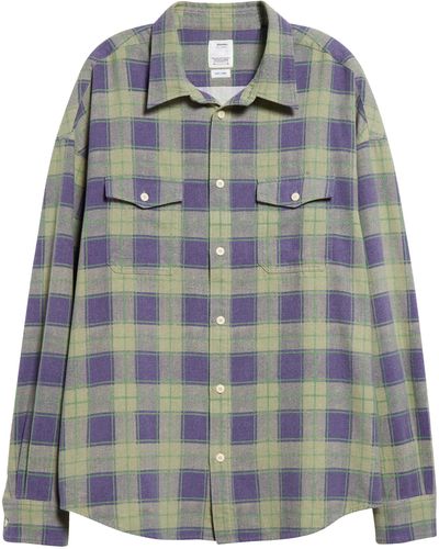 Visvim Pioneer Khadi Check Brushed Flannel Button-up Shirt - Blue