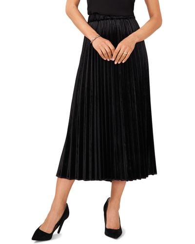 Halogen® Halogen(r) Pleated Velvet Midi Skirt - Black