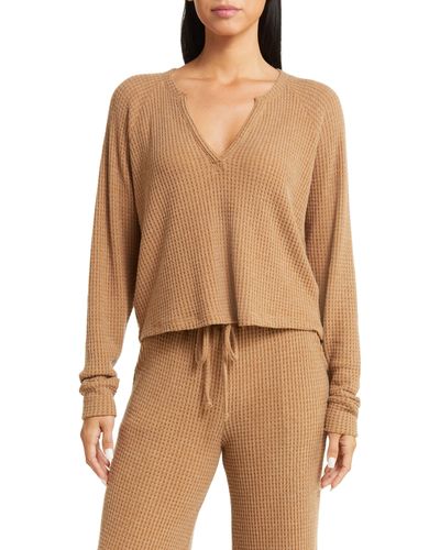 Beyond Yoga Free Style Waffle Knit Pullover - Brown